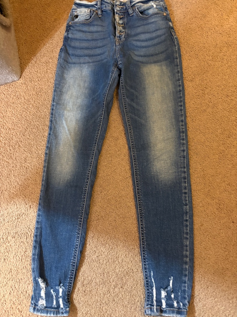 KanCan High Rise Distressed Skinny Jeans - Blue Wash